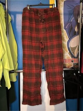 Eddie Bauer Men's Size TL Red Plaid Flannel Pajama Pants Cotton Lounge